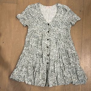 Green and white floral maternity dress